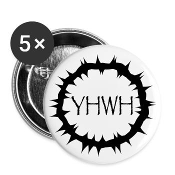 Dornenkrone mit "YHWH" in der Mitte - Buttons klein 25 mm (5er Pack) - Weiß - Vorne