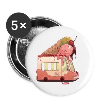 Crème glacée - Lot de 5 petits badges (25 mm) - blanc - Devant