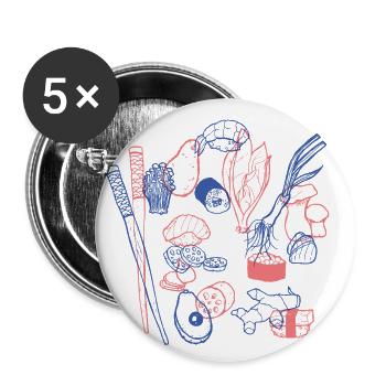 Sushi - Buttons klein 25 mm (5er Pack) - Weiß - Vorne