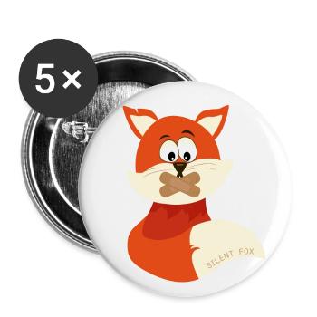 silent fox - save the Schweigefuchs! - Buttons small 1''/25 mm (5-pack) - white - Front