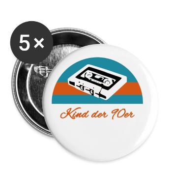 Kind der 90er Kassette - Buttons klein 25 mm (5er Pack) - Weiß - Vorne