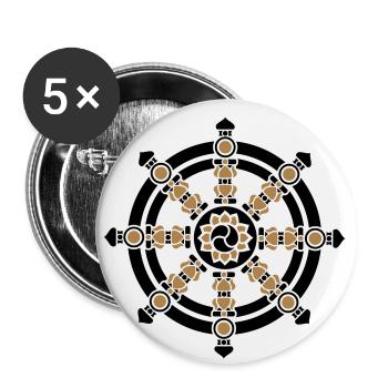 Dharma Rad, Chakra, Buddhismus, Glückssymbol, Yoga - Buttons klein 25 mm (5er Pack) - Weiß - Vorne
