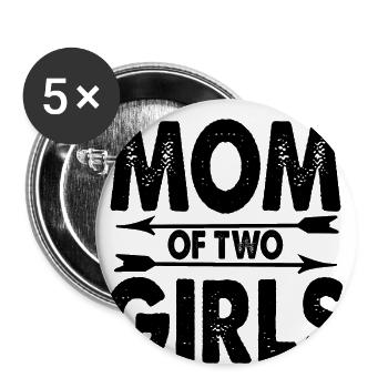 Mutter 2 Töchter Geschenk Kinder Mama - Buttons klein 25 mm (5er Pack) - Weiß - Vorne