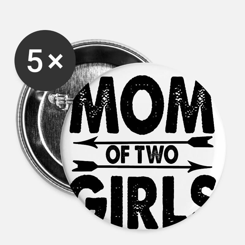 Mutter 2 Töchter Geschenk Kinder Mama - Buttons klein 25 mm (5er Pack) - Weiß