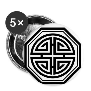 Four blessings, Chinois, symbole de porte-bonheur - Lot de 5 petits badges (25 mm) - blanc - Devant