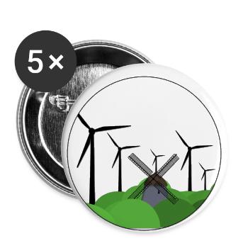 Windrad / Windmühle - Buttons klein 25 mm (5er Pack) - Weiß - Vorne