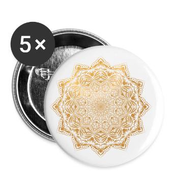 Mandala in gold - Buttons small 1''/25 mm (5-pack) - white - Front