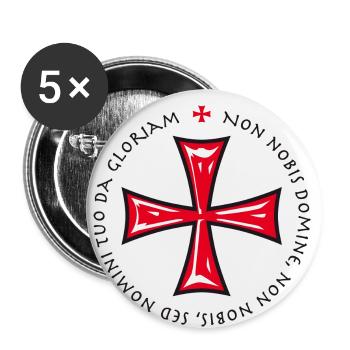 Templar Cross 02 non nobis domine Crusader - Buttons small 1''/25 mm (5-pack) - white - Front