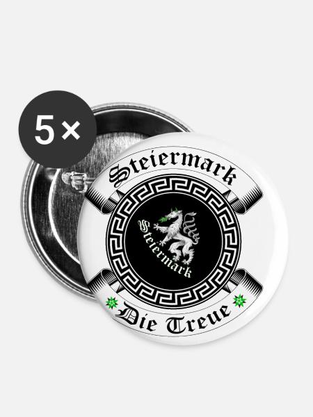 Steiermark - Buttons klein 25 mm (5er Pack) - Weiß