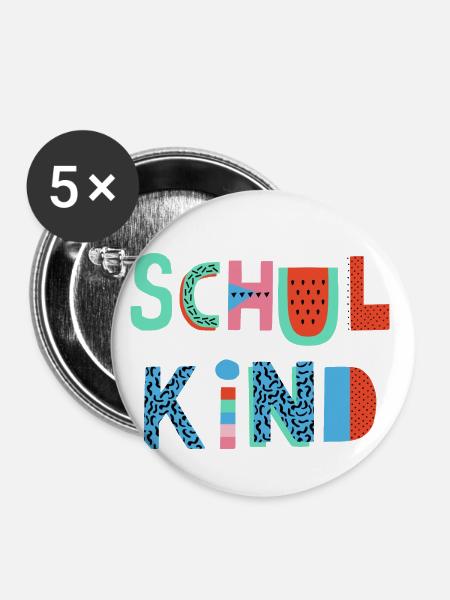 Schulkind - Buttons klein 25 mm (5er Pack) - Weiß