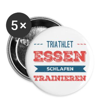Triathlète manger dormir - Lot de 5 petits badges (25 mm) - blanc - Devant