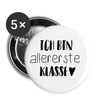 Back-to-school gift - I'm first class - Buttons small 1''/25 mm (5-pack) - white - Front