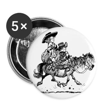 Thelwell Two Cowboys Reiten - Buttons klein 25 mm (5er Pack) - Weiß - Vorne
