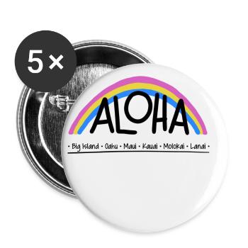 Aloha - Lot de 5 petits badges (25 mm) - blanc - Devant