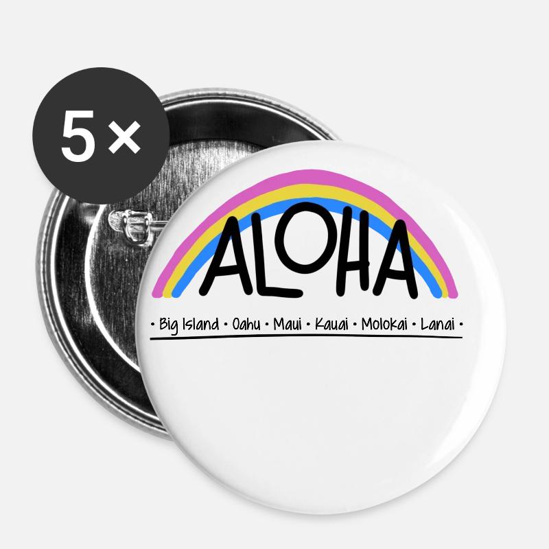 Aloha - Buttons klein 25 mm (5er Pack) - Weiß