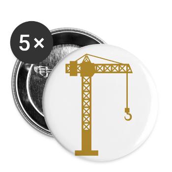 Crane construction site - Buttons small 1''/25 mm (5-pack) - white - Front