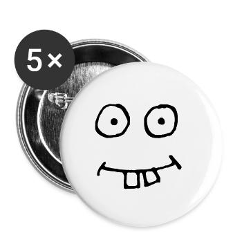 Lustiges Gesicht, Comic - Buttons klein 25 mm (5er Pack) - Weiß - Vorne