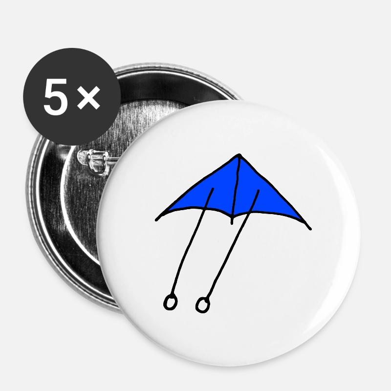 Blauer Lenkdrachen - Buttons klein 25 mm (5er Pack) - Weiß