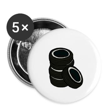 Vieux pneus de voiture, style bande dessinée, idée cadeau homme - Lot de 5 petits badges (25 mm) - blanc - Devant
