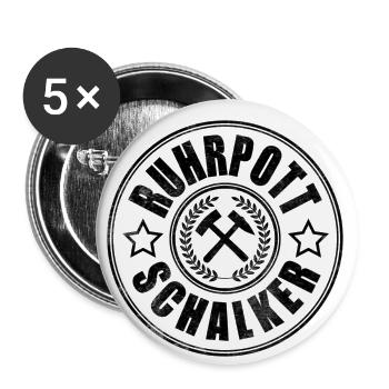 Ruhrpott Schalker - Buttons klein 25 mm (5er Pack) - Weiß - Vorne