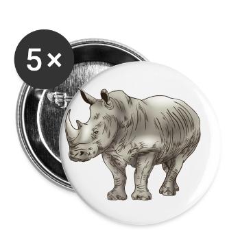 Nashorn Dickhäuter Rhino - Buttons klein 25 mm (5er Pack) - Weiß - Vorne