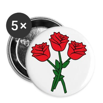Fleurs roses rouges - Lot de 5 petits badges (25 mm) - blanc - Devant