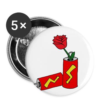 Rose rouge dans boîte de boisson énergisante cadeau geek - Lot de 5 petits badges (25 mm) - blanc - Devant