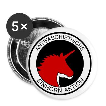 Antifaschistische Einhorn Aktion - Buttons klein 25 mm (5er Pack) - Weiß - Vorne