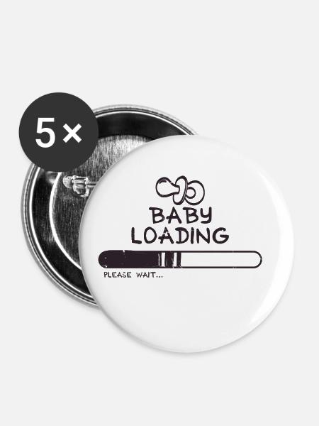 BABY LOADING - Schwangerschaft - Geschenkidee - Buttons klein 25 mm (5er Pack) - Weiß