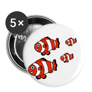 Clownfish family, fish, sea, parents, children - Buttons small 1''/25 mm (5-pack) - white - Front