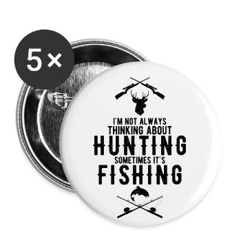 Hunting and fishing - Buttons small 1''/25 mm (5-pack) - white - Front