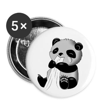 Panda Eats T-Shirt | Cute panda design - Buttons small 1''/25 mm (5-pack) - white - Front