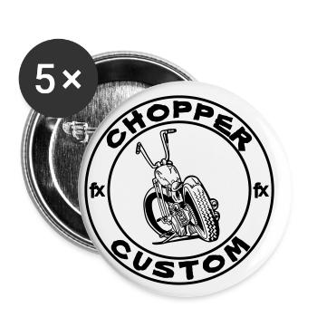 CHOPPER CUSTOM (couleur personnalisable) - Lot de 5 petits badges (25 mm) - blanc - Devant