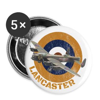 WW2 Britische Kampfflugzeuge Lancaster Heavy Bomber - Buttons klein 25 mm (5er Pack) - Weiß - Vorne