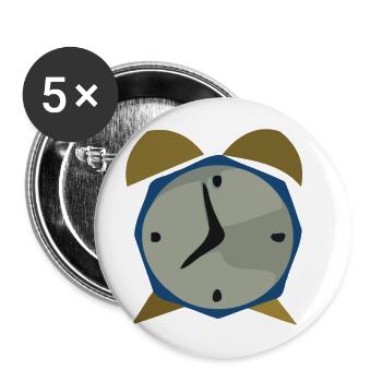 Uhr (Wecker) (Cartoon) - Buttons klein 25 mm (5er Pack) - Weiß - Vorne