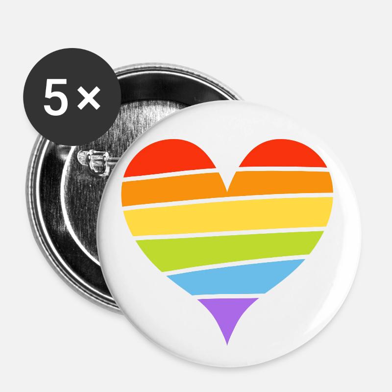 Cœur de fierté - Lot de 5 petits badges (25 mm) - blanc