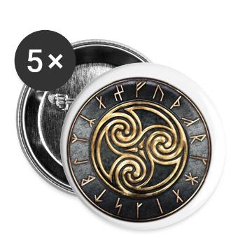 Triskele - Buttons klein 25 mm (5er Pack) - Weiß - Vorne