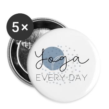 Yoga every Day blau - Buttons klein 25 mm (5er Pack) - Weiß - Vorne