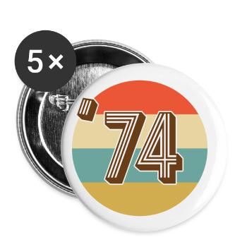 1974 Vintage Jahrgang - Buttons klein 25 mm (5er Pack) - Weiß - Vorne