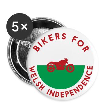 Biker für walisische Unabhängigkeit, Indywales - Buttons klein 25 mm (5er Pack) - Weiß - Vorne