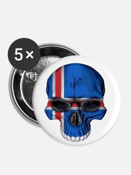 Island Totenkopf - Buttons klein 25 mm (5er Pack) - Weiß