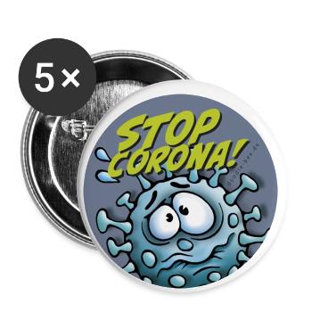 Stop Corona - Buttons small 1''/25 mm (5-pack) - white - Front