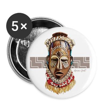 Afrikanische Maske, Benin - Buttons klein 25 mm (5er Pack) - Weiß - Vorne
