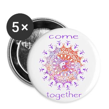 Come together - world peace love earth saying - Buttons small 1''/25 mm (5-pack) - white - Front