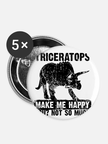 Triceratops - Buttons klein 25 mm (5er Pack) - Weiß