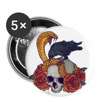GOLDEN SNAKE - Buttons small 1''/25 mm (5-pack) - white - Front