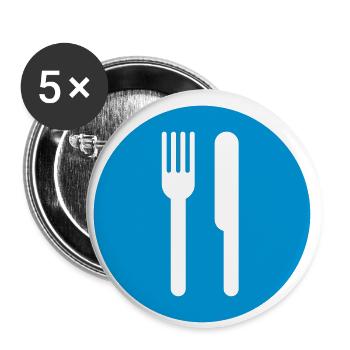 Gabel und Messer - Buttons klein 25 mm (5er Pack) - Weiß - Vorne