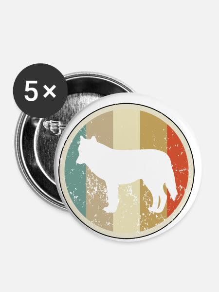 Wolf Wölfe - Buttons klein 25 mm (5er Pack) - Weiß