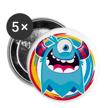 funny little monster - Buttons small 1''/25 mm (5-pack) - white - Front