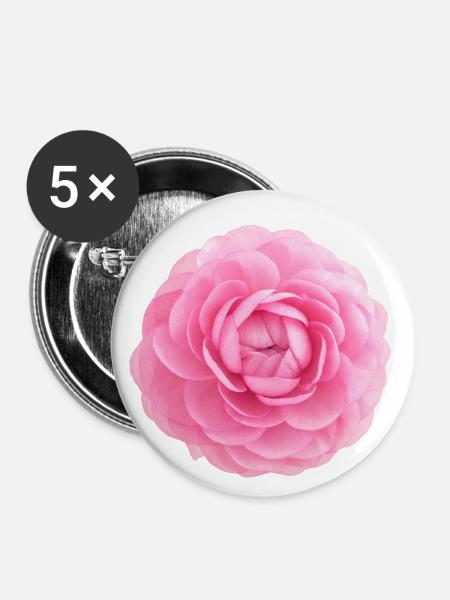 Ranunkel-Blüte - Buttons klein 25 mm (5er Pack) - Weiß